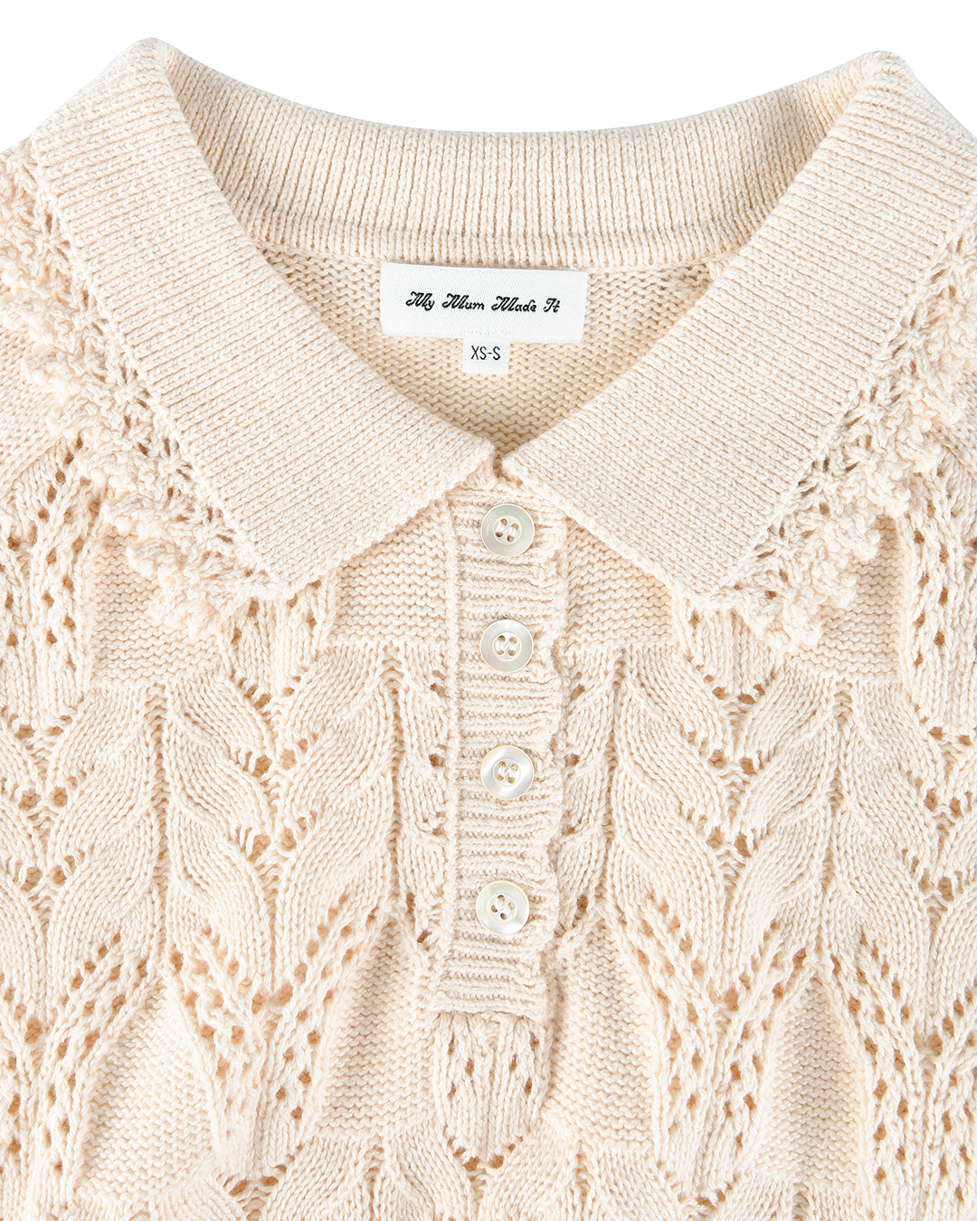 Buttoned Lace Knit Pullover - Porcelain