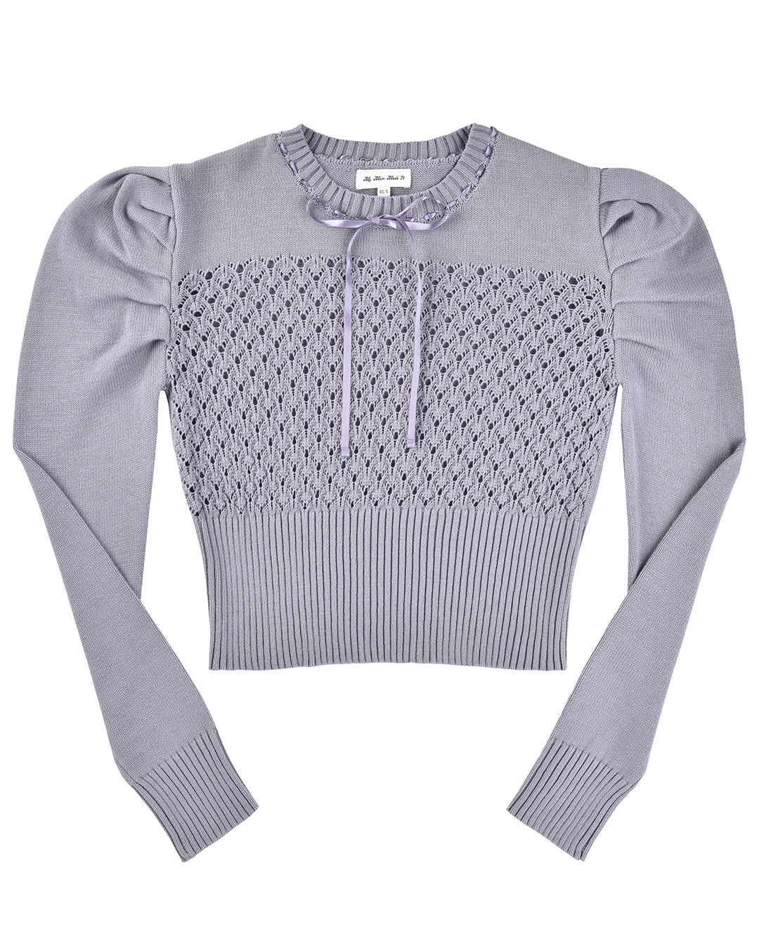 Laceweave Ribbon Puff Sweater - Wisteria
