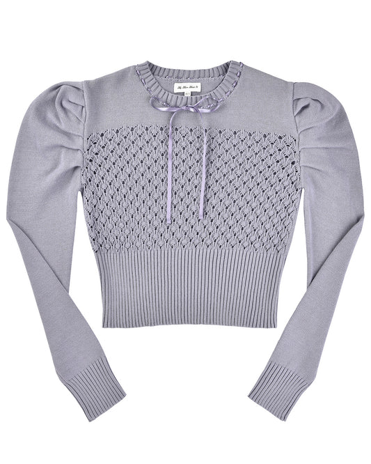 Laceweave Ribbon Puff Sweater - Wisteria