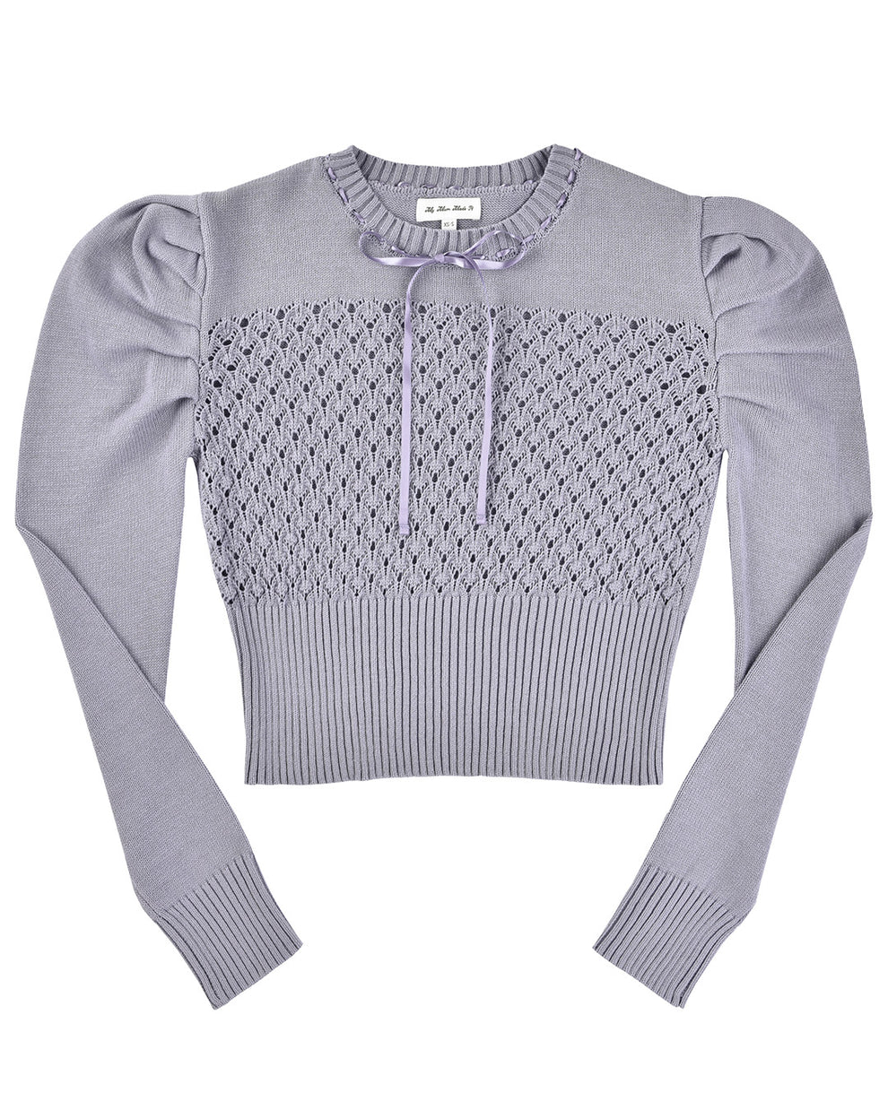 Tops: Laceweave Ribbon Puff Sweater Wisteria - My mum made it – MY MUM ...