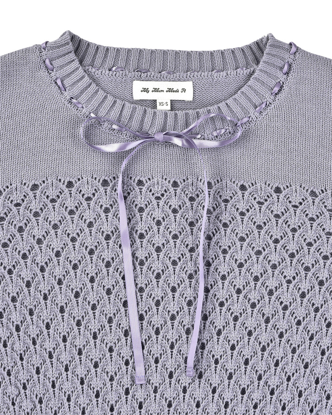 Laceweave Ribbon Puff Sweater - Wisteria
