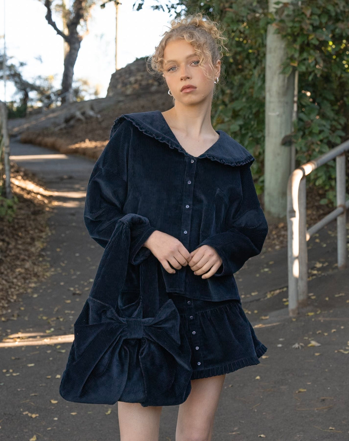 Sweetie Blouse - Navy Corduroy