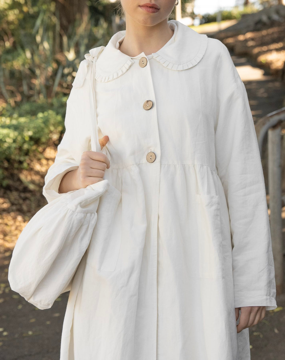 Nina Linen Trench Coat - White