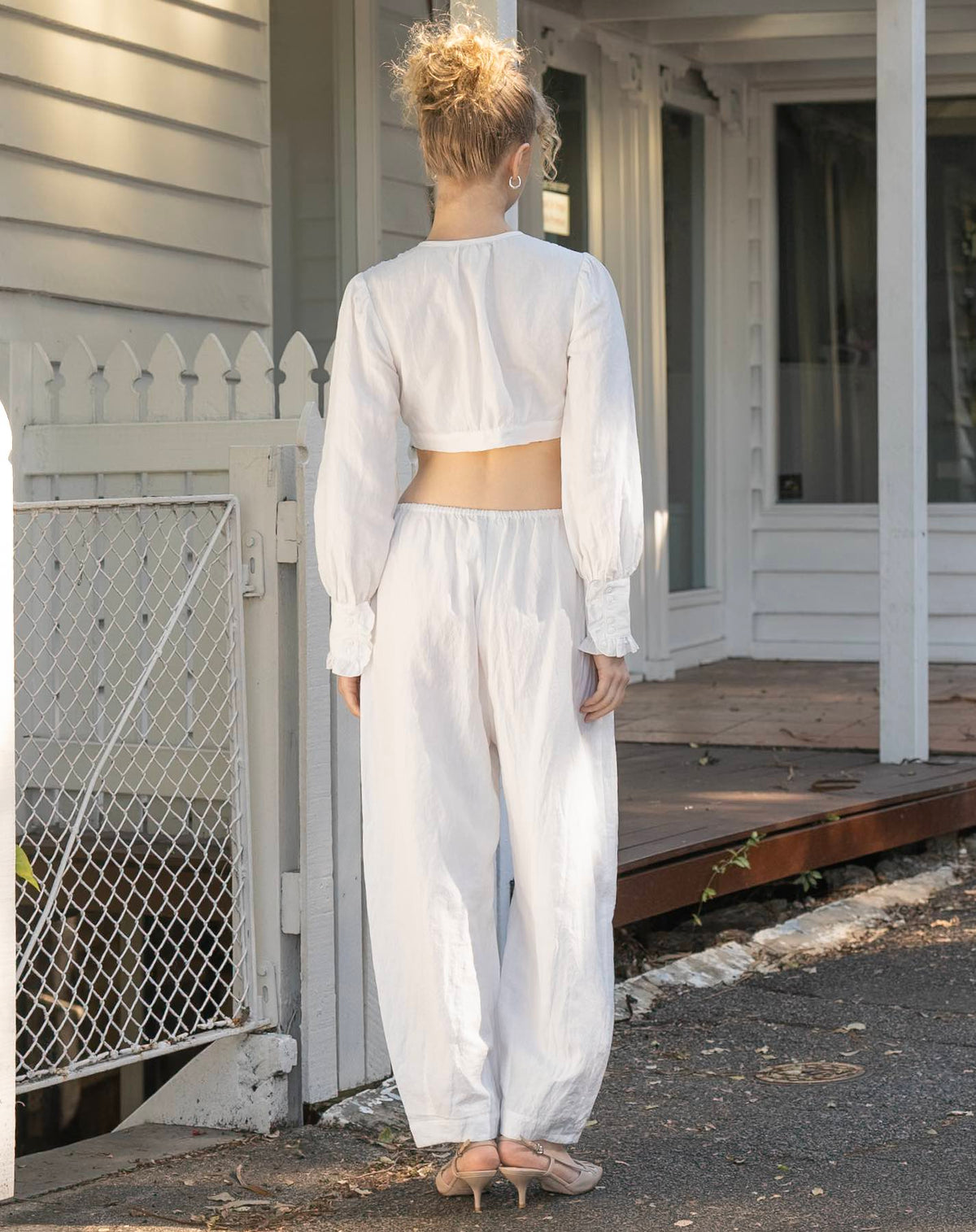 Drawstring Arch Pant - White