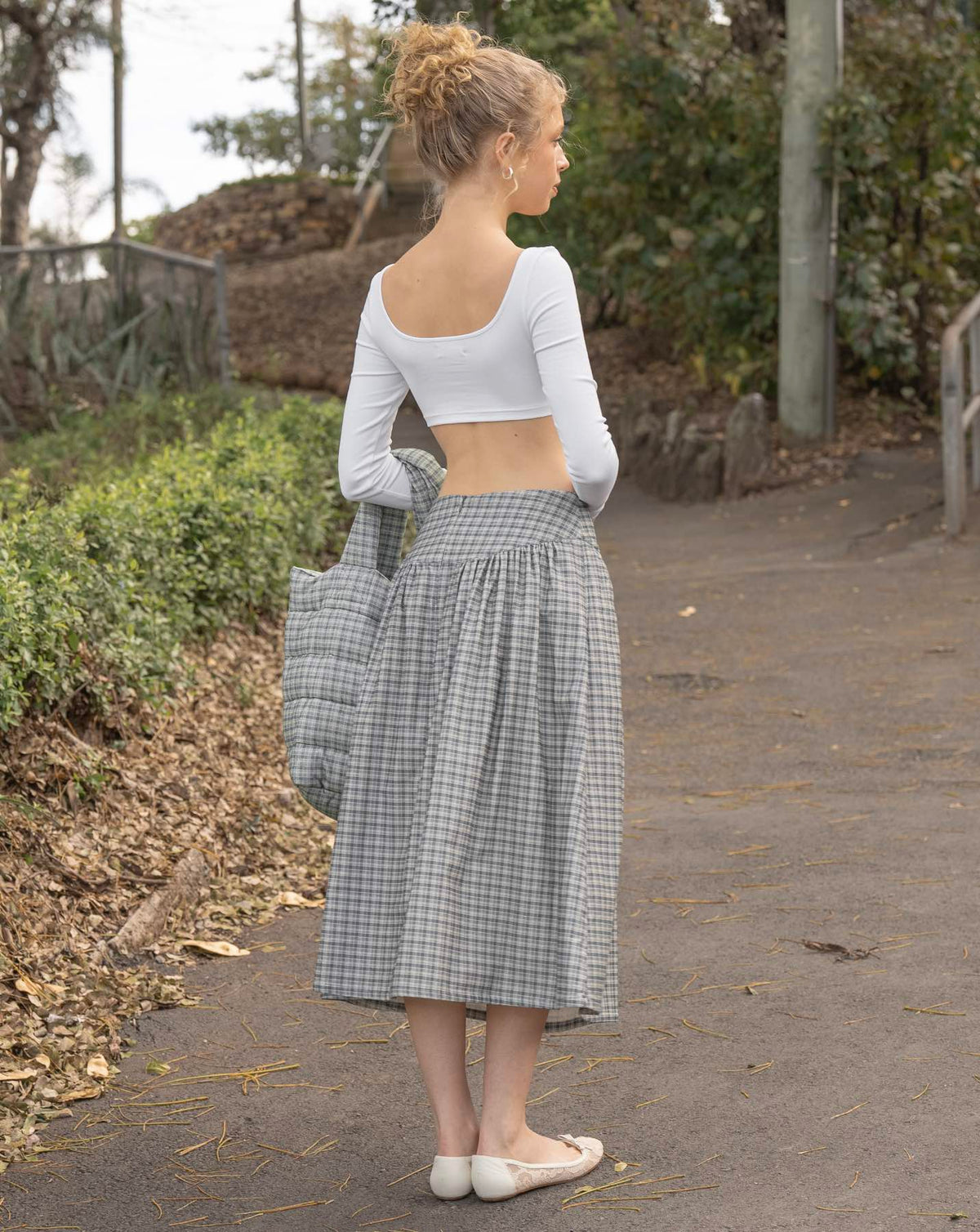 Ease Maxi Skirt - Faded Blue Flannel