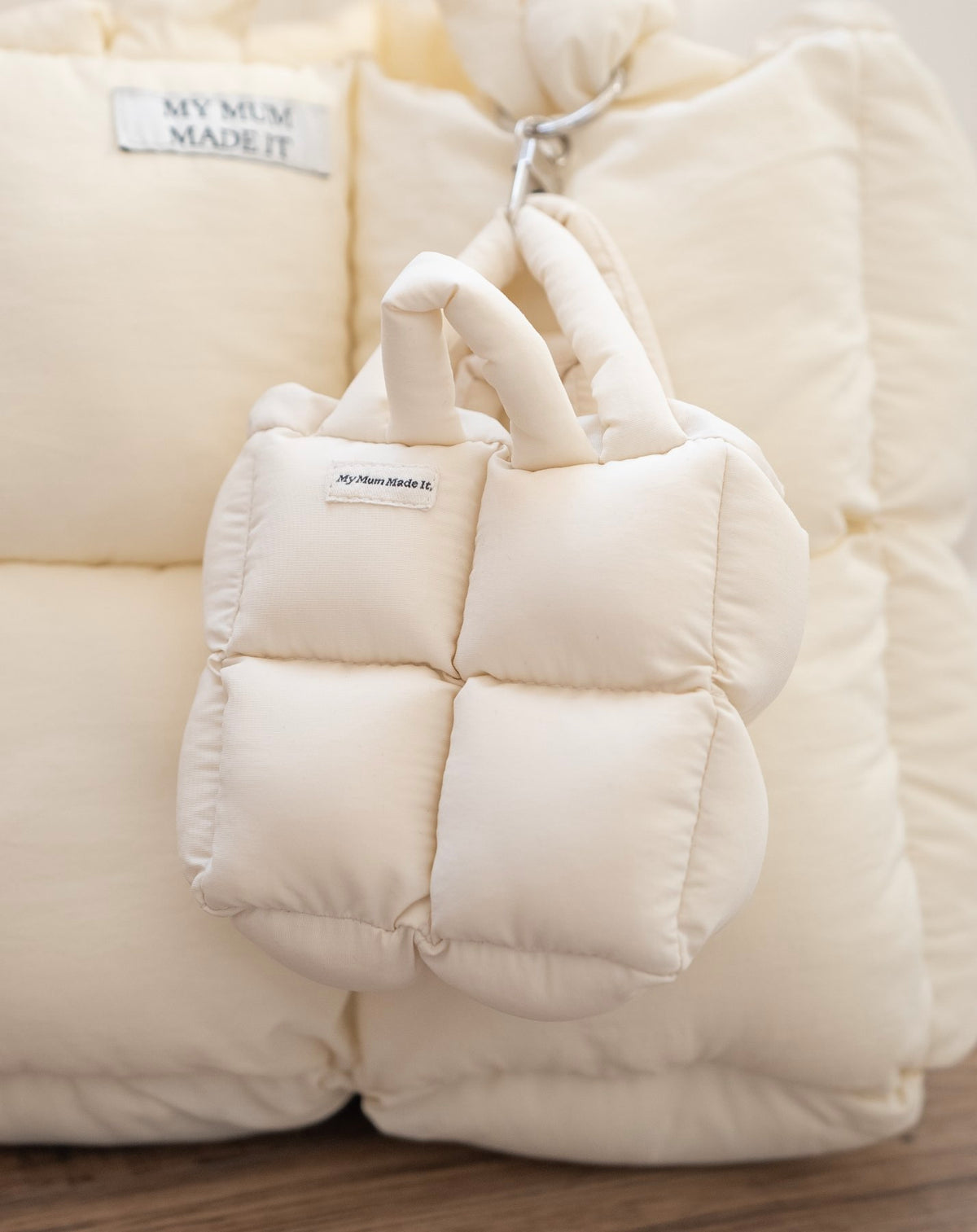 Puffer Mini Keychain Bag - Cream