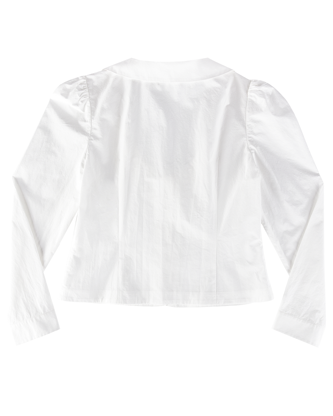 Curved Collar Button Shirt - White