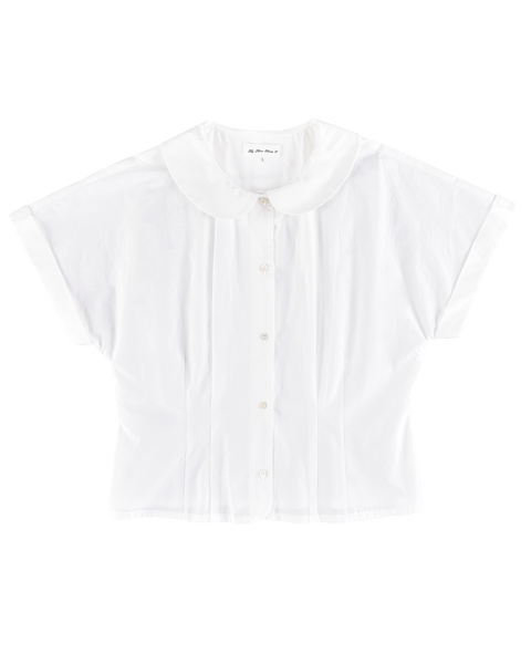 My Mum Made It ネイビー 丸襟 クロップ ポロシャツ S Tops: Curved Collar Cap Sleeve Shirt - White - My mum made it – MY