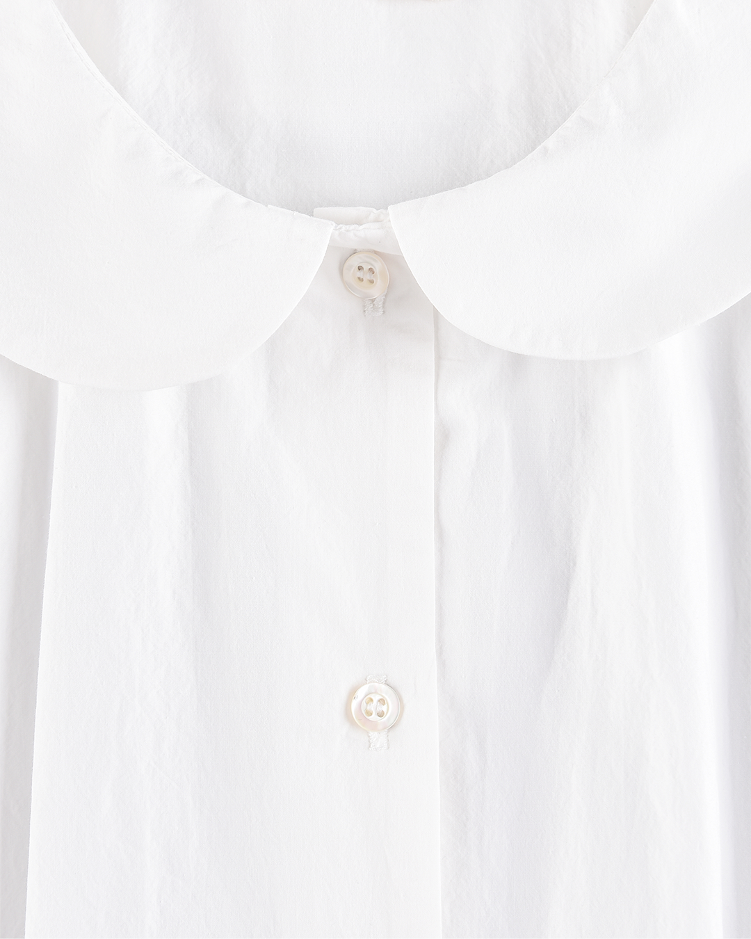 Curved Collar Cap Sleeve Shirt - White