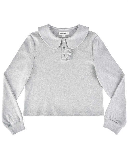 Polo Long Sleeve Top - Grey