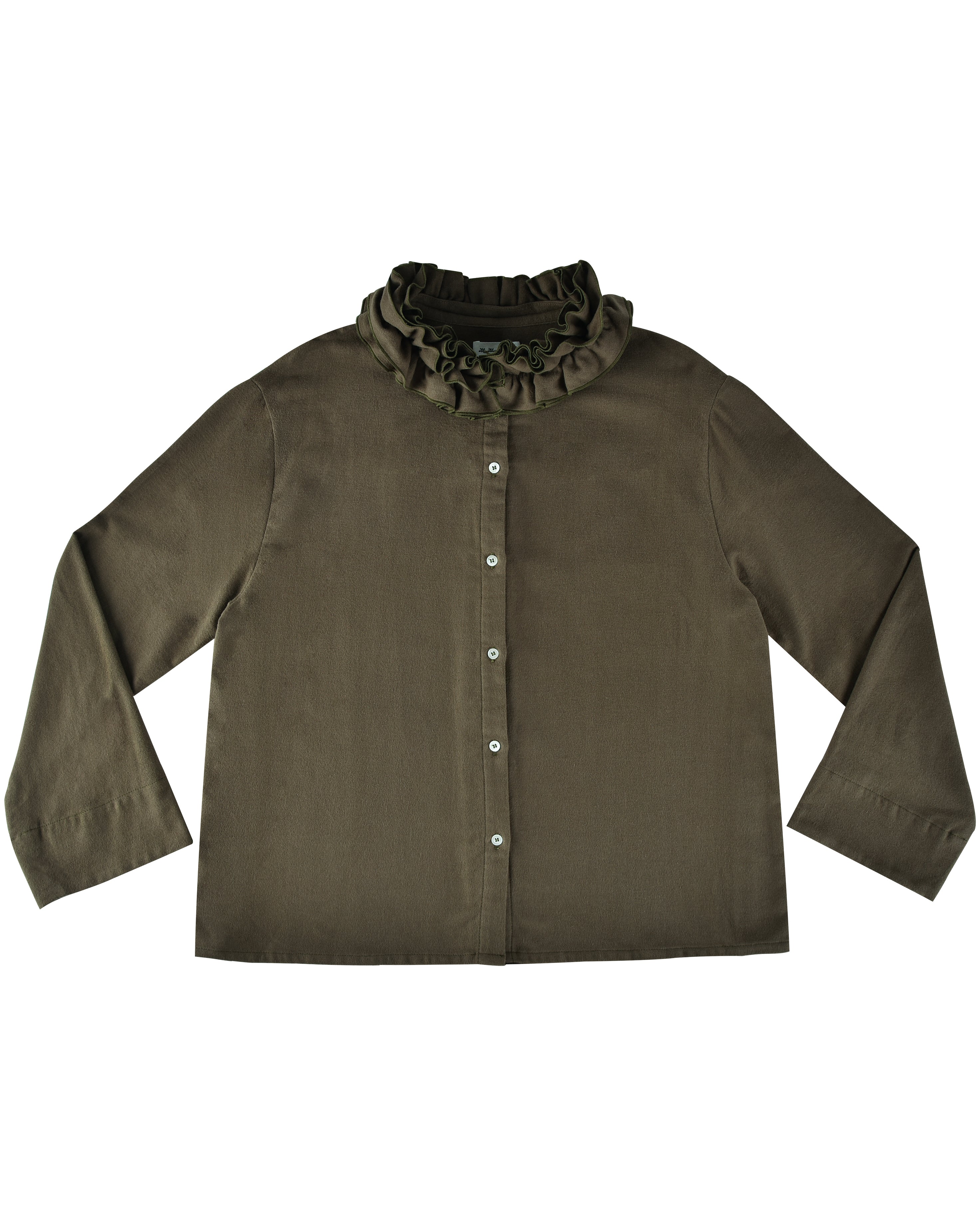 Tops: Flannel Ruffle Blouse - Eucalyptus - My mum made it