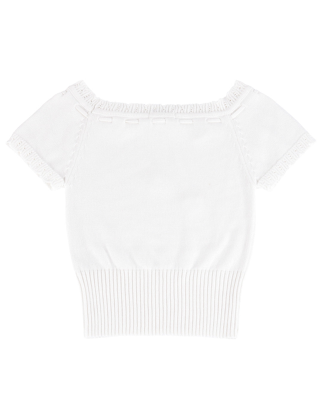 Tops: Laceweave Off-shoulder Top - White - My mum made it – MY MUM
