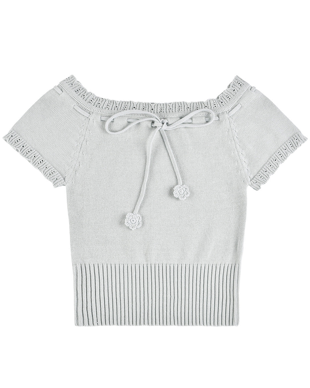 Laceweave Off-shoulder Top - Mint