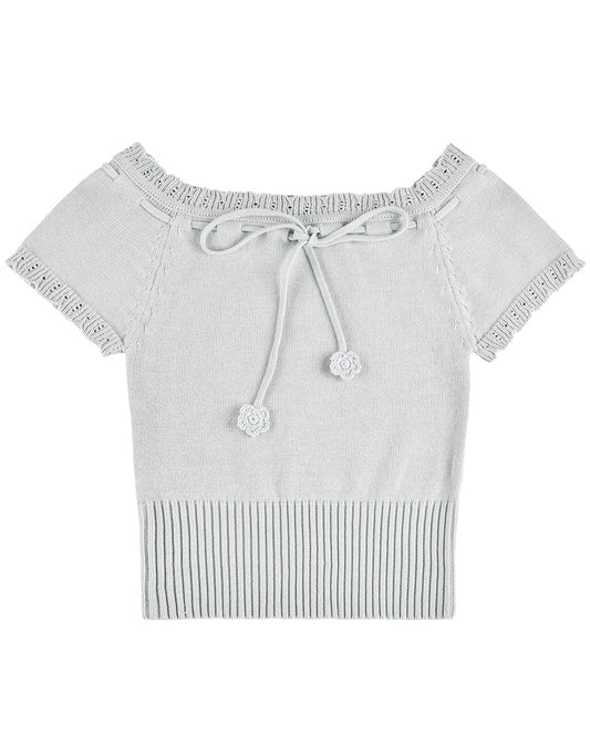 Laceweave Off-shoulder Top - Mint