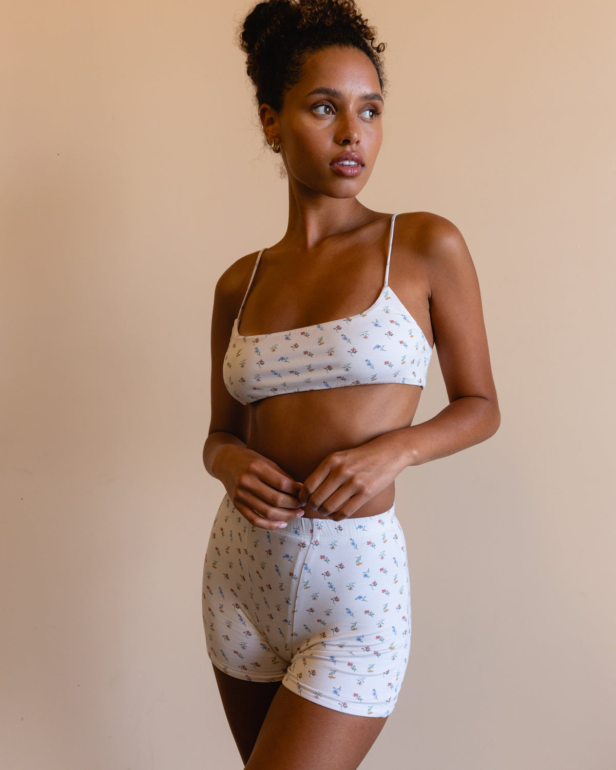 Bamboo Square Neck Bralette - Fallen Flowers