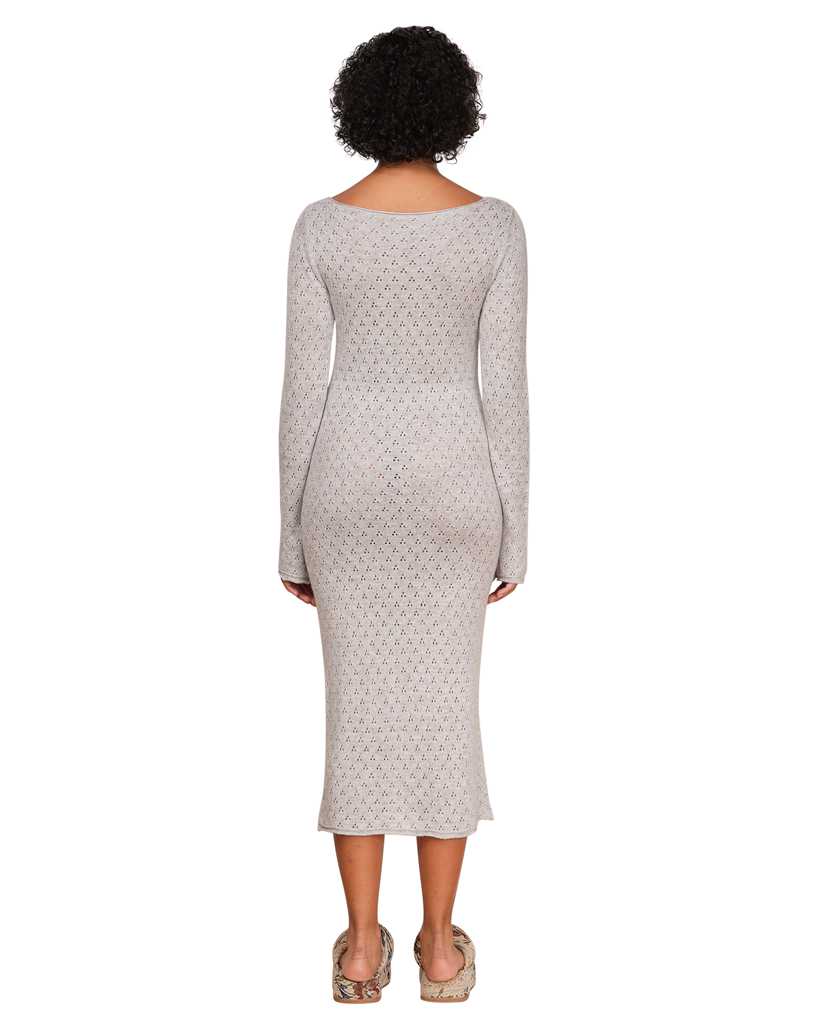 Pointelle Soft Knit Dress - Grey