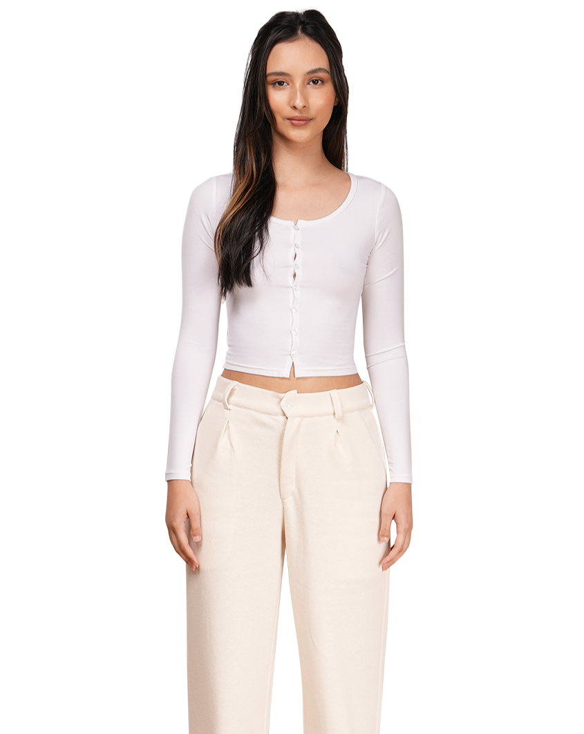 Soft Bamboo Button Top - Off White