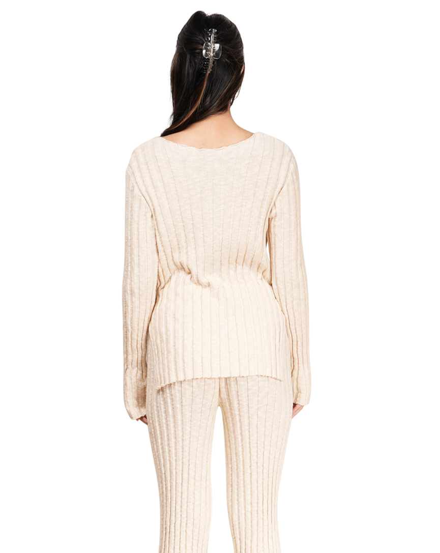 Boucle Cotton Knit Jumper - Natural