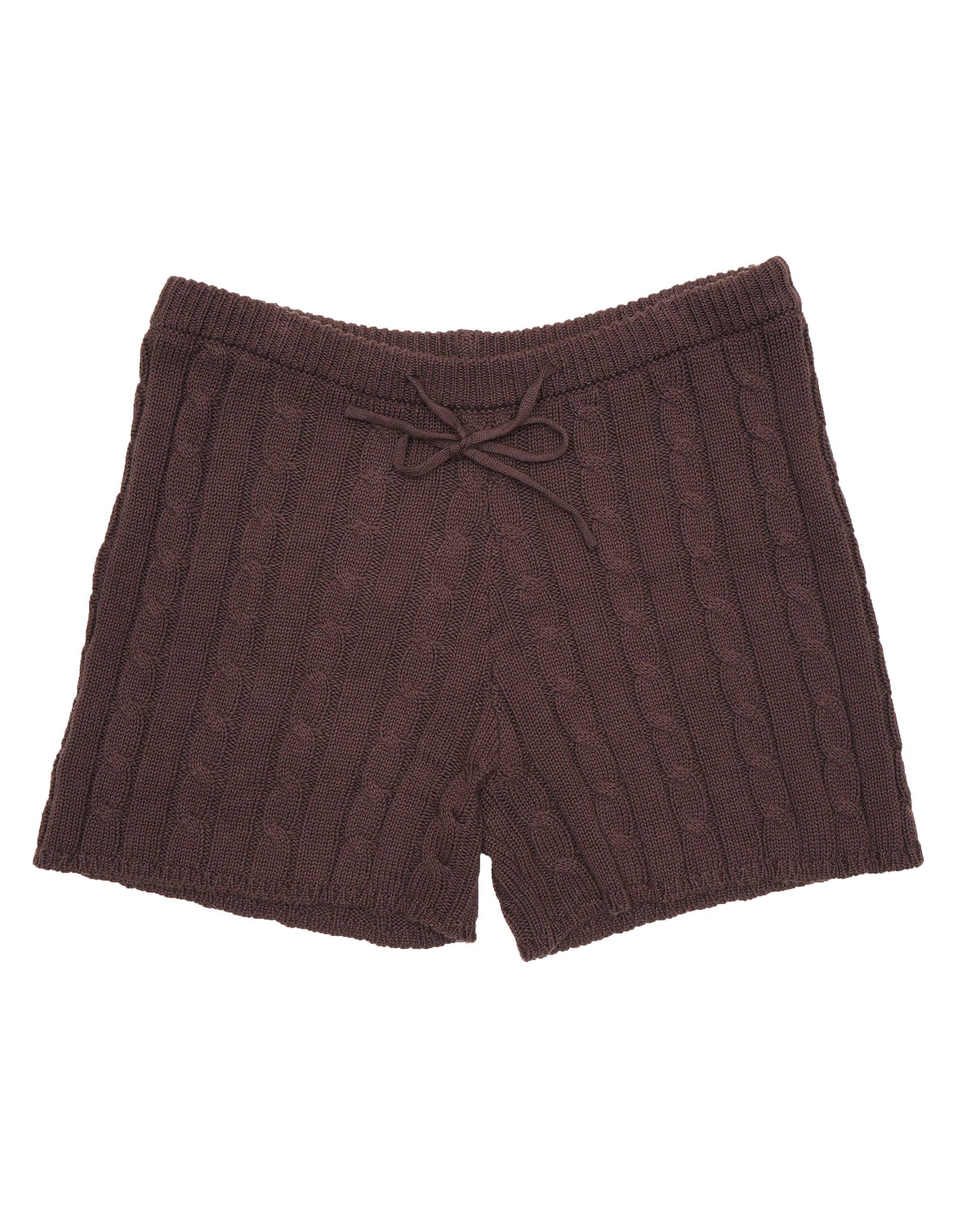 Cable Knit Drawstring Shorts - Cacao