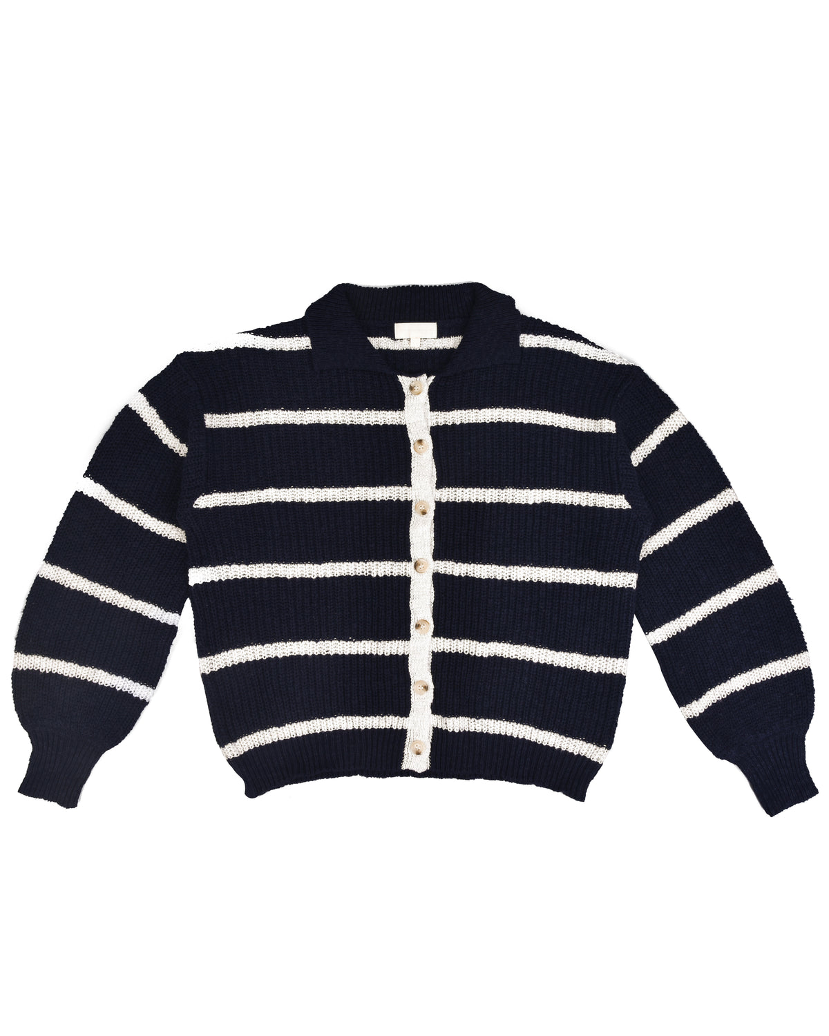Knit Stripe Polo Jumper - Navy Stripe