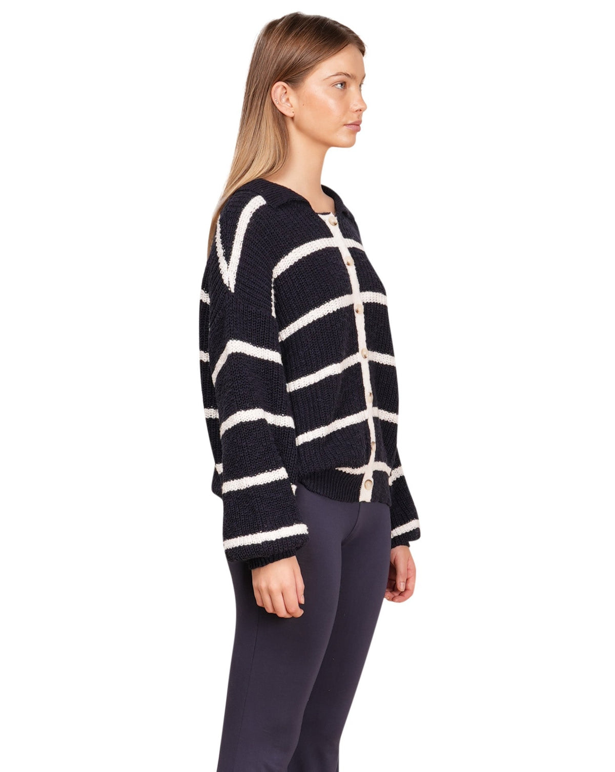 Knit Stripe Polo Jumper - Navy Stripe