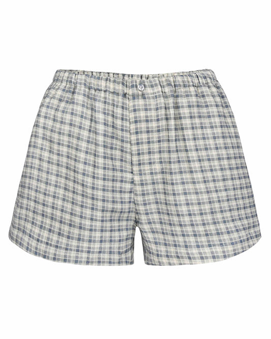 Gauze Mini Boxers - Faded Blue Check