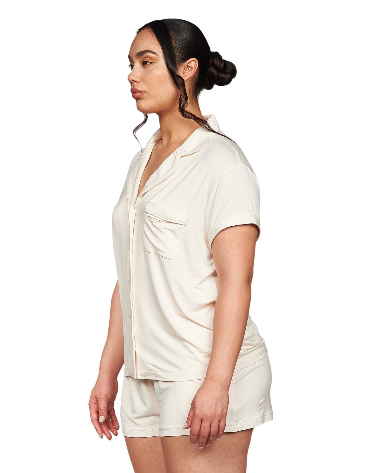 Bamboo Collar Pyjama Shirt - Cream