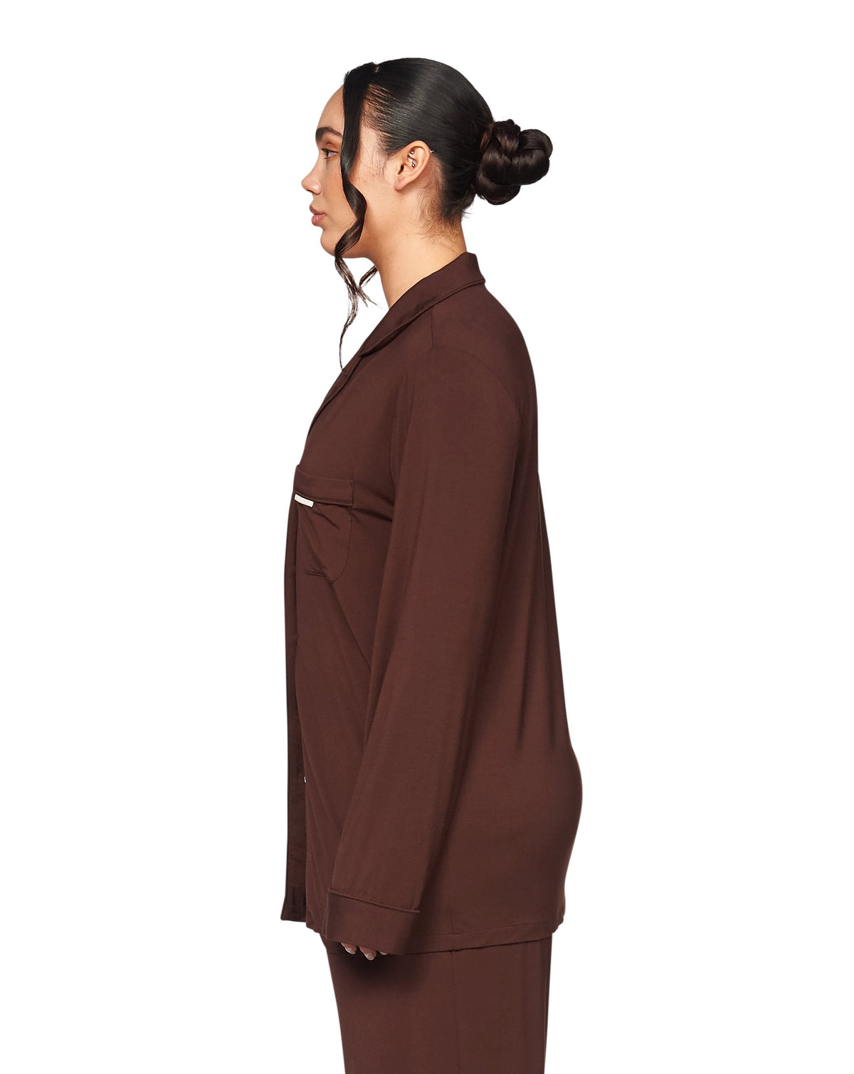 Bamboo Long Sleeve Pyjama Shirt - Cacao