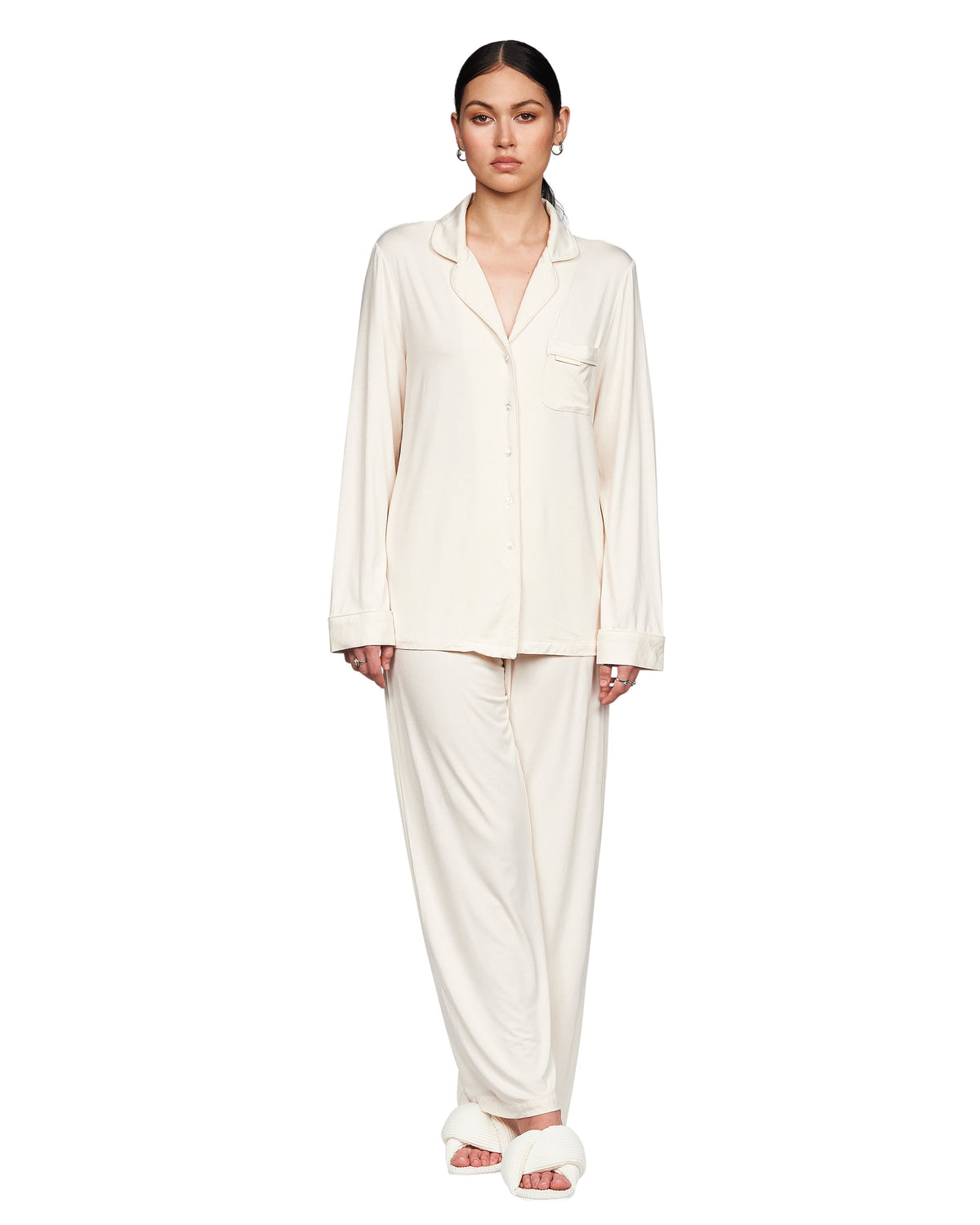 Bamboo Long Sleeve Pyjama Shirt - Cream