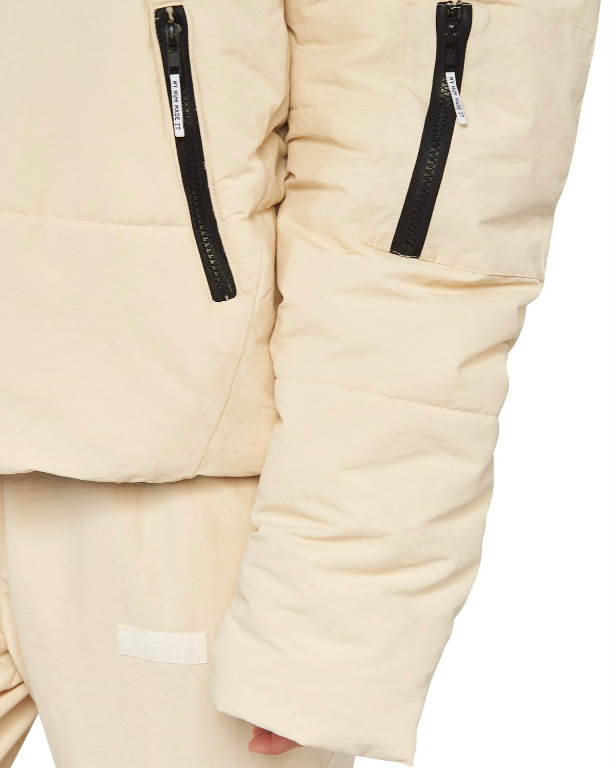 Beige &amp; Black Puffer Jacket