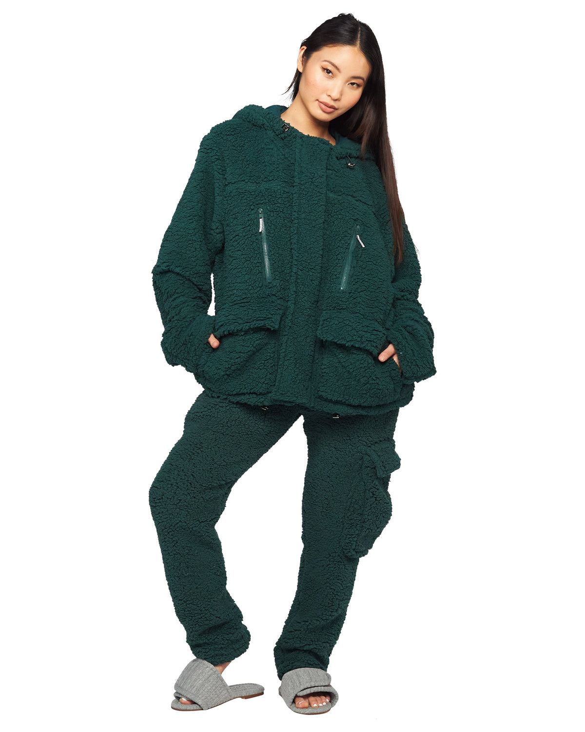 Hooded Shag Utility Jacket - Aventurine
