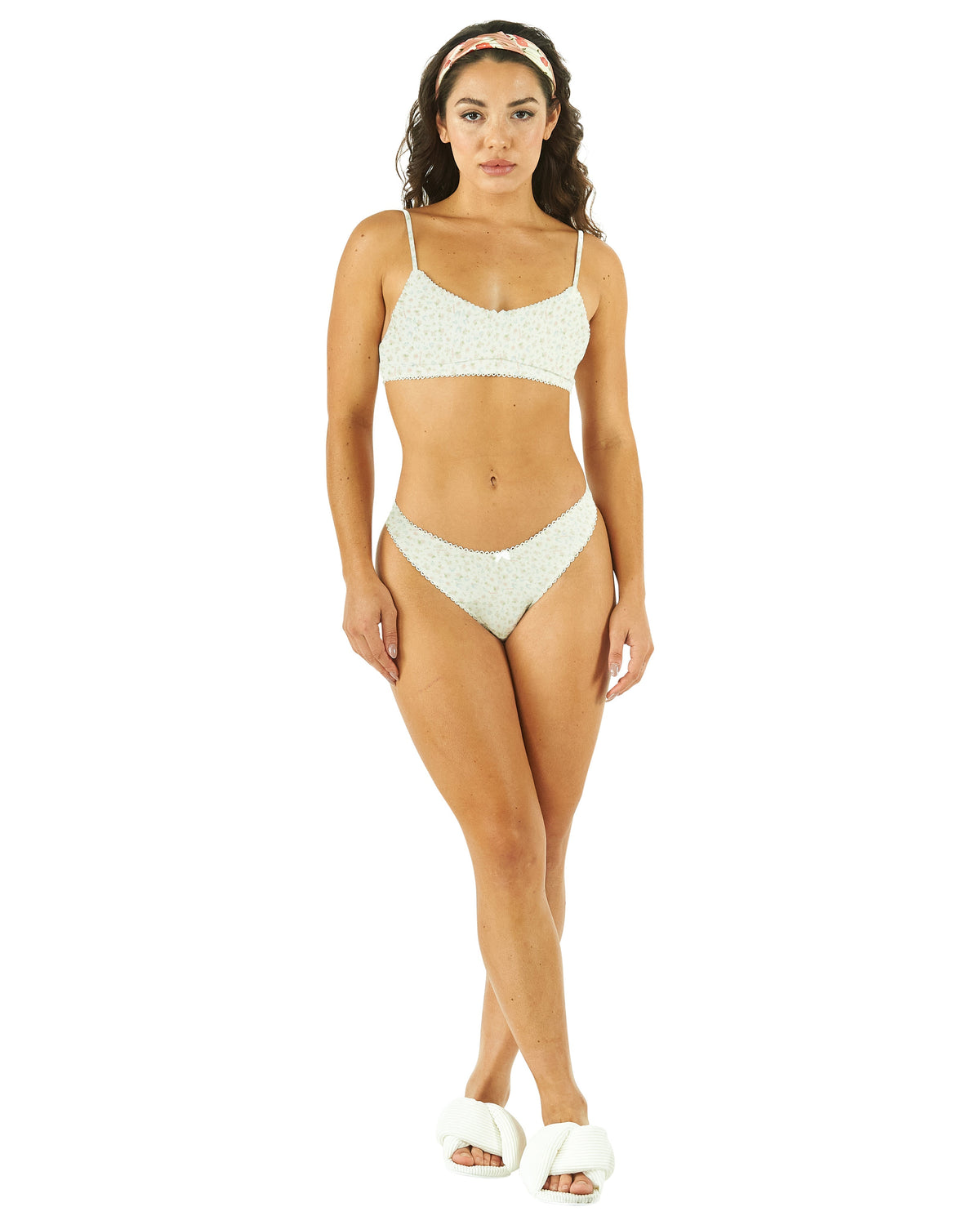 Lace Cashmere Thong - Roses