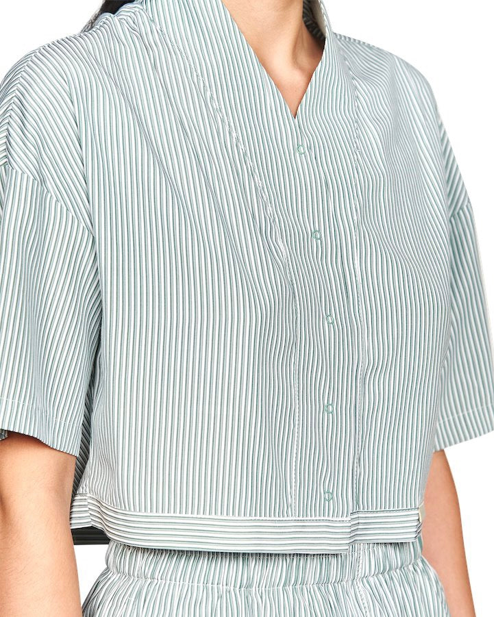 Pin Striped Wrap Shirt - Retro Green