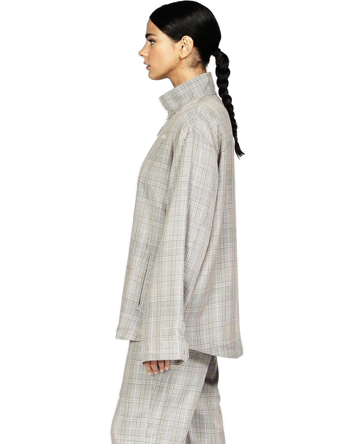 Plaid Half Zip-up Jacket
