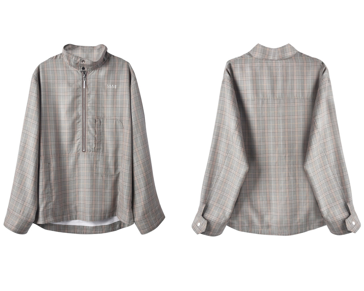 Plaid Half Zip-up Jacket
