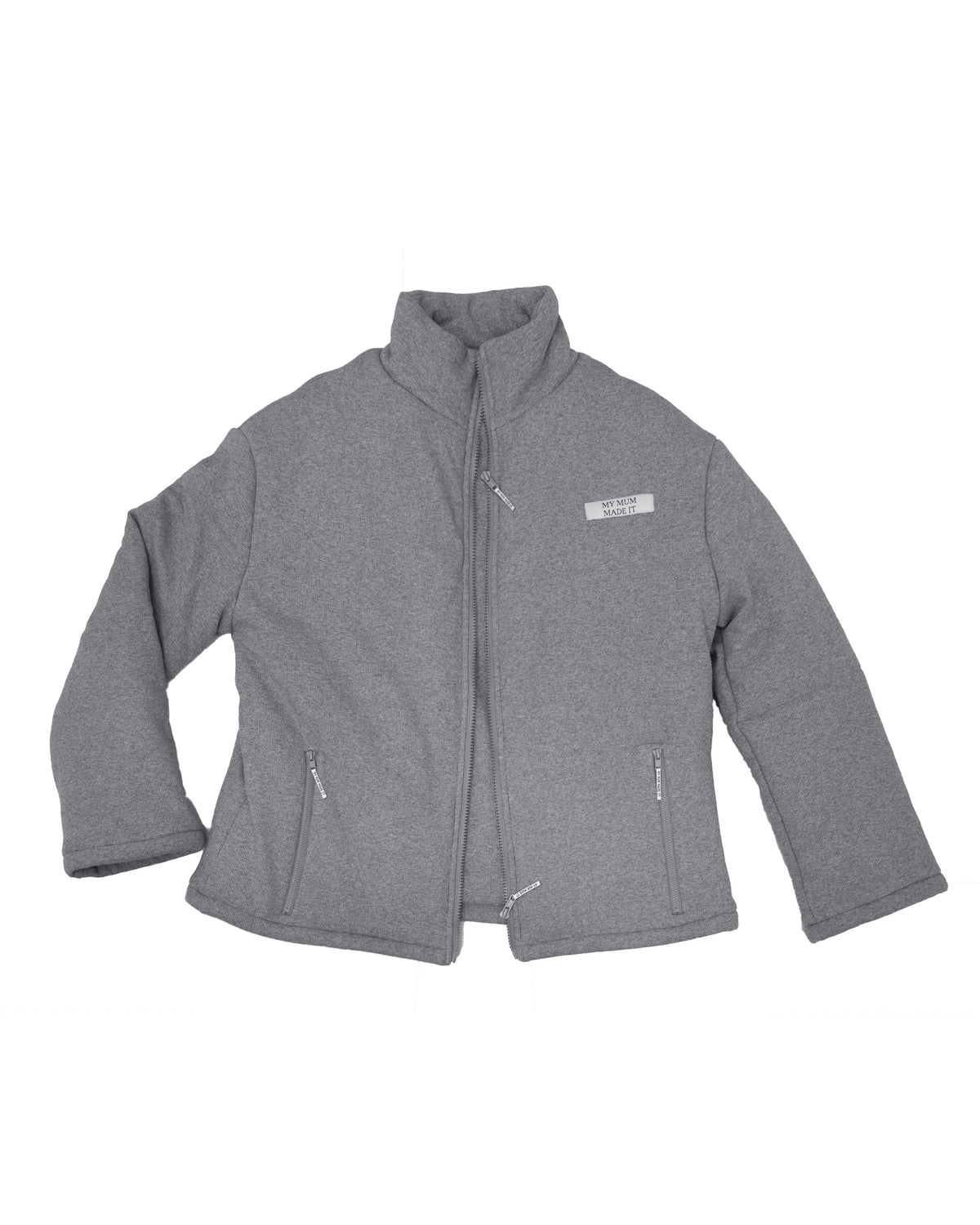 Rib Panel Puffer Jacket - Grey