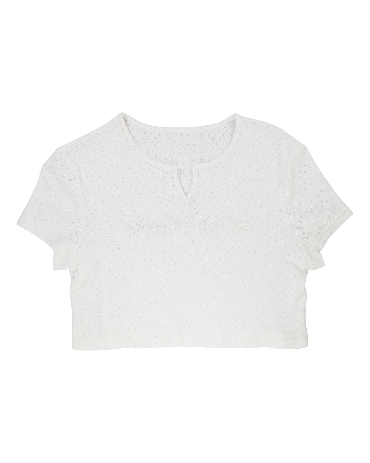 Sleep Pointelle Slit Neckline Tee